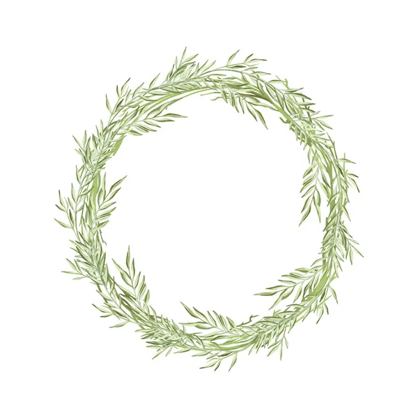 Floral wreath made of grass in circle — Stock Vector