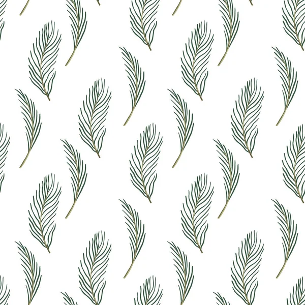 Yeşil yapraklı pürüzsüz desen, eski suluboya tarzında vektör çizimi. Beyazın yeni güzelliği, kırsal çevre dostu geçmişi. Okaliptüs palmiyesinin arka planı farklı eğreltiotu, yapraklar doğal dallar, yeşil yapraklar, otlar, tropik ağaçlar.