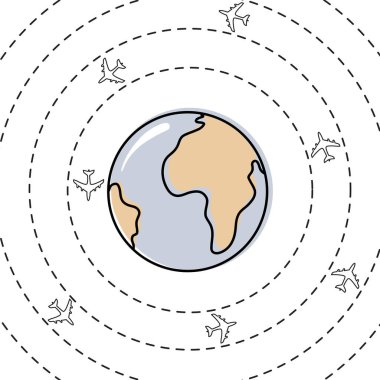 Uçak dünyayı dolaşmak için sarmış.