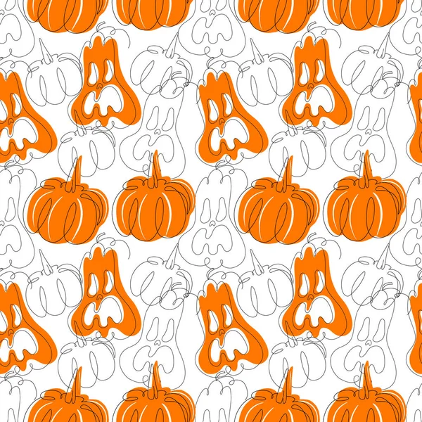Vector Halloween Seamless Pattern Black Icons Skull Spider Web Pumpkins — Stock Vector