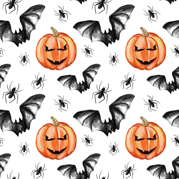 Vector Halloween Seamless Pattern Black Icons Eyes Feathers Mushrooms Pumpkins — Stock Vector