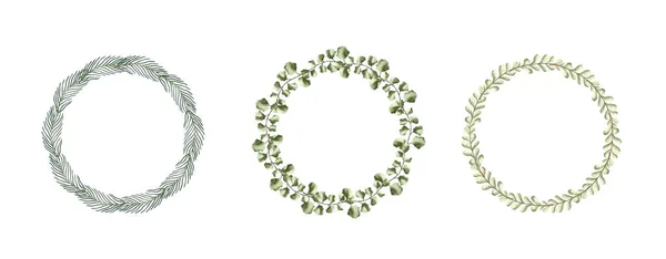 Встановіть Квітковий Вінок Трави Колу Рука Намальована Дикими Травами Квітами — стоковий вектор