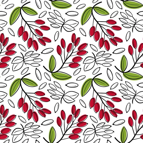 Zarzamora roja con hojas sobre fondo blanco. — Archivo Imágenes Vectoriales