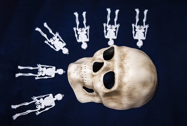 Cráneo Esqueletos Personas Animales Sobre Fondo Negro Como Atributo Fiesta — Foto de Stock