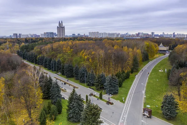 Vista Panorámica Del Parque Otoño Ciudad Desde Altura Del Dron —  Fotos de Stock