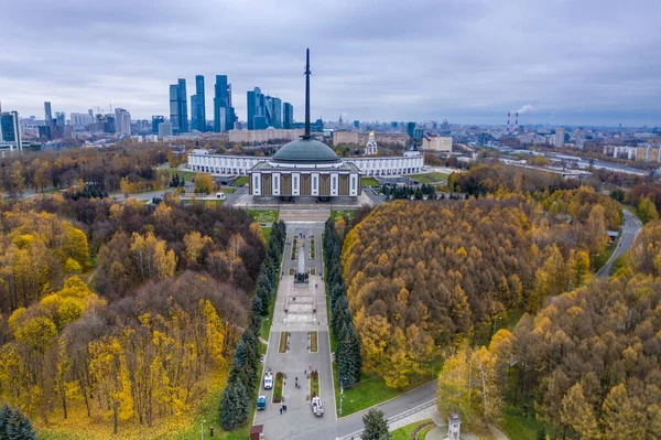 Vista Panorámica Del Parque Otoño Ciudad Desde Altura Del Dron —  Fotos de Stock