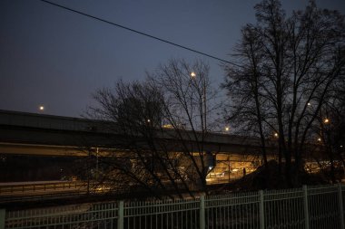 Kış başlangıcındaki ilk kardan sonra bir şehir parkında kış manzarası