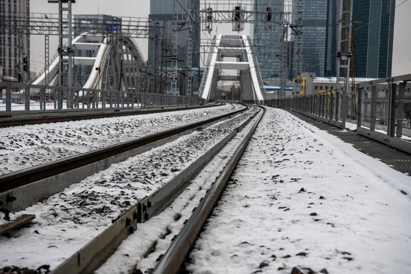 Industrieel Landschap Met Sporen Bruggen — Stockfoto