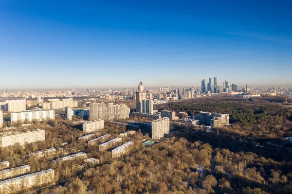Vista Panorámica Del Paisaje Urbano Desde Dron Día Soleado Helado —  Fotos de Stock