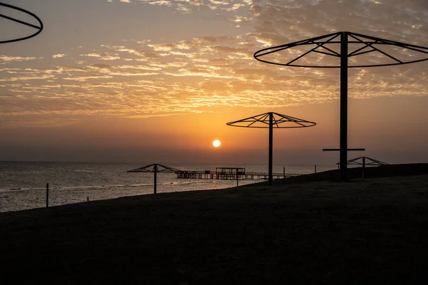 Lever Soleil Sur Littoral Plage Décembre Egypte — Photo