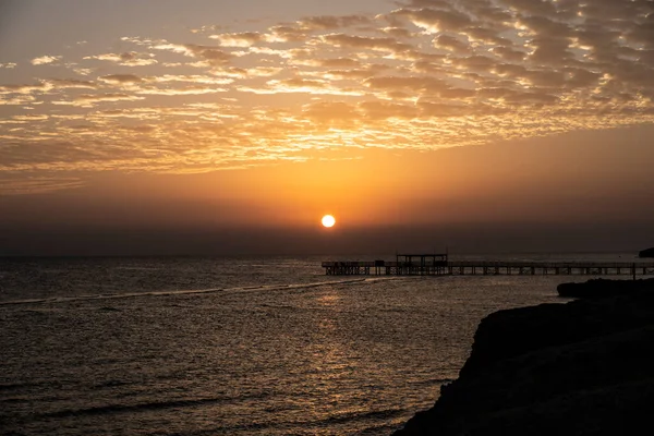 Soluppgång Över Stranden Kustlinjen December Egypten — Stockfoto