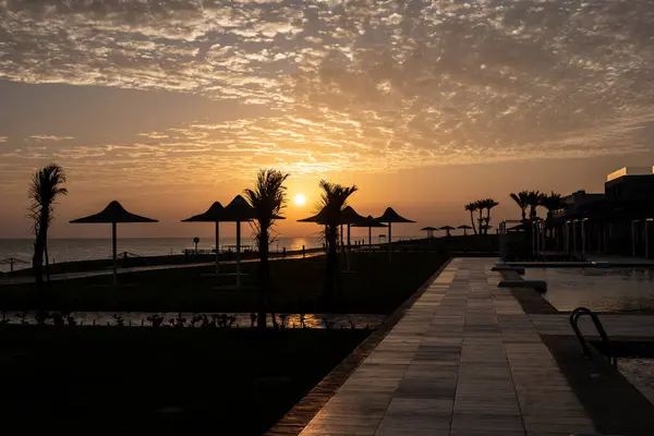 Amanecer Sobre Costa Playa Diciembre Egipto — Foto de Stock