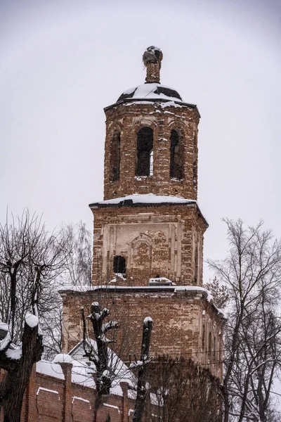 Antica Città Provinciale Con Antichi Templi Parchi Ricoperti Neve Inverno — Foto Stock