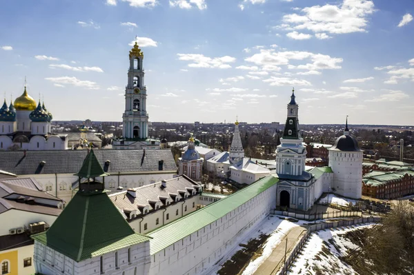 Panoramic View Golden Towers Ancient Architectural Solutions Trinity Sergius Lavra — Stock Photo, Image