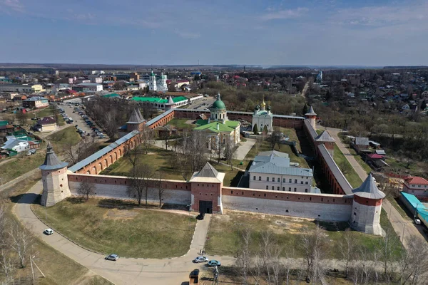 Панорамный Вид Древнюю Каменную Крепость Крепость Города Зарайска Снятый Беспилотника — стоковое фото