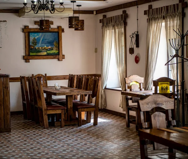 Interior Sala Estilo Antigo Com Móveis Madeira — Fotografia de Stock