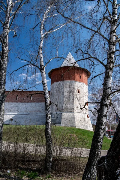 ザライスク市の中心部にある古い石造りの要塞クレムリン — ストック写真