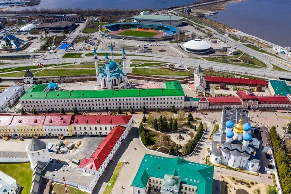 Panoramic View Large Ancient Kremlin Fortress Sunny Day Old Part — Stock Photo, Image