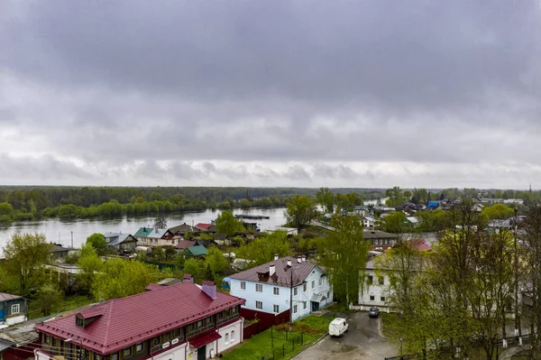 Panoramablick Auf Den Fluss Und Das Historische Zentrum Von Gorokhovets — Stockfoto
