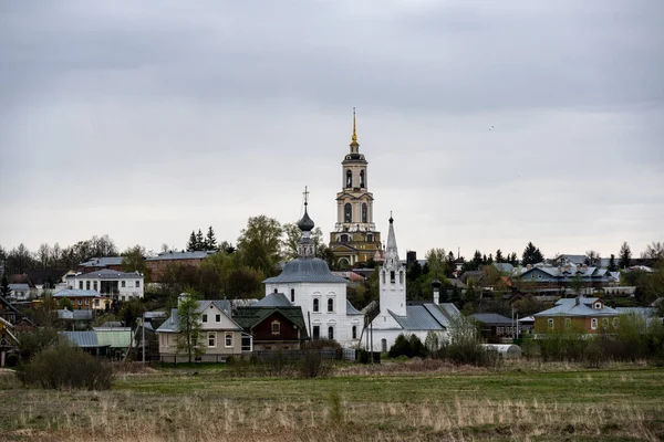 Panorámás Kilátás Nyílik Kreml Templomok Régi Házak Suzdal — Stock Fotó