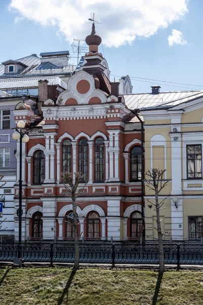 Widok Miasto Starych Kościołów Kremlowskich Klasztoru Miasta Kazań Słoneczny Dzień — Zdjęcie stockowe