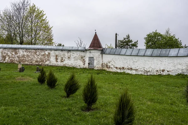 cityscape of the old center of Gorokhovets with churches, temples and houses in the rain