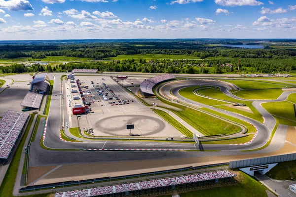 Panoramatický Pohled Avodrom Pro Závodění Sportovních Vozech Před Závodem Slunečného — Stock fotografie