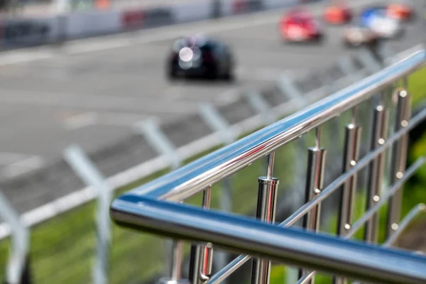 Carreras Coches Deportivos Conducir Largo Pista Alta Velocidad Las Carreras — Foto de Stock