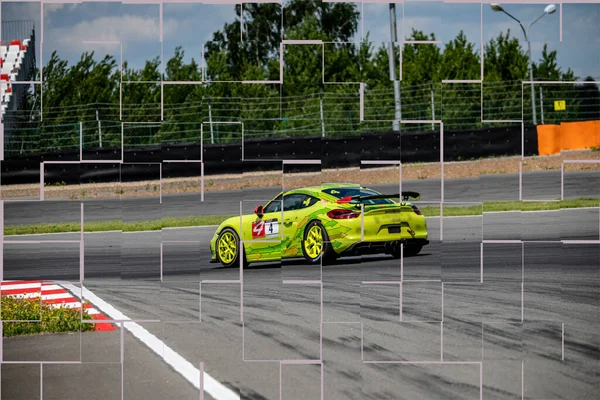 Auto Sportive Corsa Circuito Gara Lungo Pista Una Giornata Sole — Foto Stock