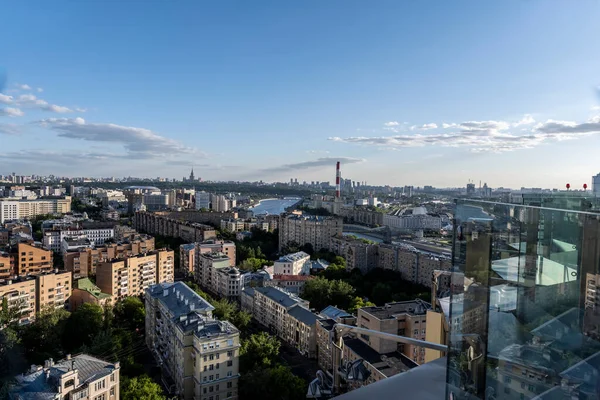 Vue Panoramique Sur Ville Depuis Fenêtre Immeuble Grande Hauteur Lors — Photo