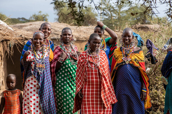 people from the Masai tribe in ordinary household furnishings on a safari in Africa 