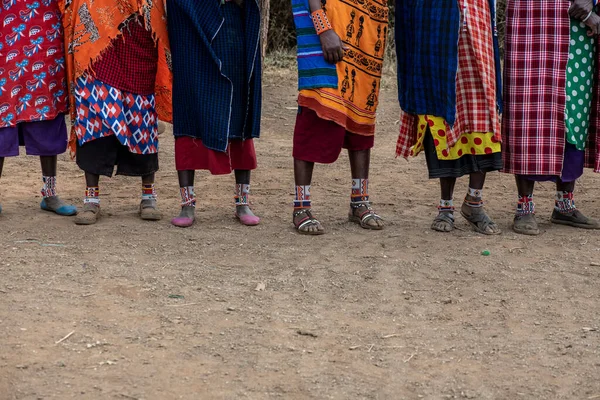 Pessoas Tribo Masai Mobiliário Doméstico Comum Safari África — Fotografia de Stock