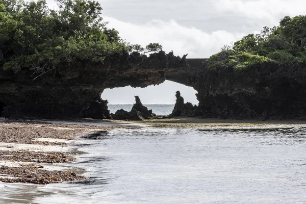 Oceano Índico Maré Baixa Quando Recifes Coral São Expostos — Fotografia de Stock