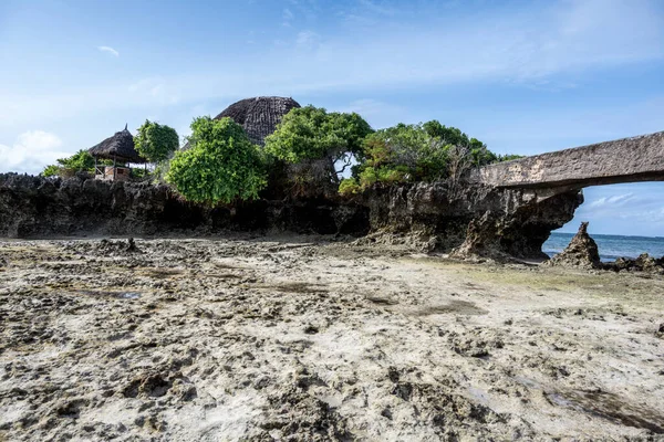 Oceano Índico Maré Baixa Quando Recifes Coral São Expostos — Fotografia de Stock