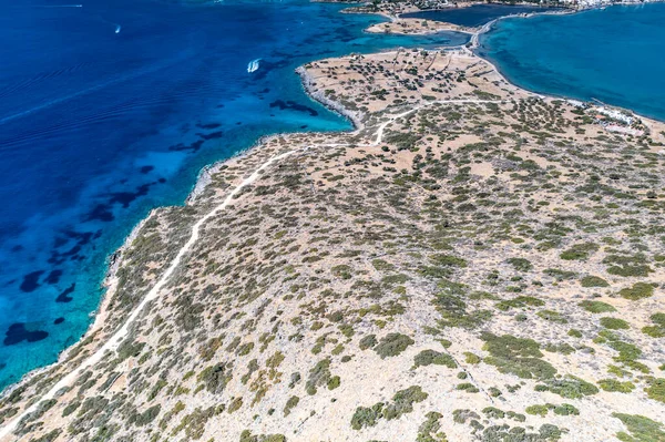 Vista Panorámica Del Mar Las Montañas Barcos Aguas Turquesas Filmadas —  Fotos de Stock