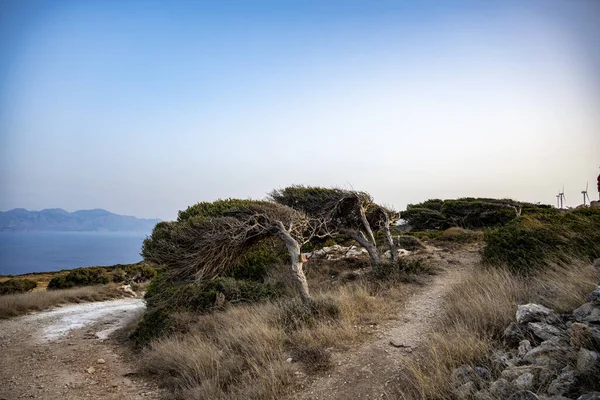 Vista Dalla Montagna Tramonto Sull Isola Creta — Foto Stock