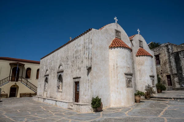 Landschaft Eines Alten Klosters Den Bergen Auf Der Insel Kreta — Stockfoto