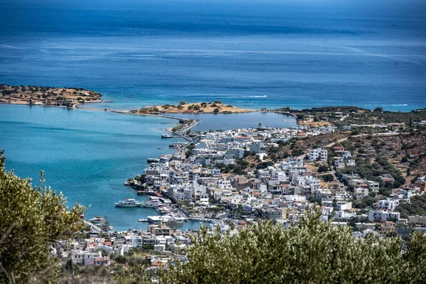 Típico Paisaje Rural Con Olivos Montañas Creta — Foto de Stock