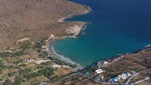 Dağları Denizi Tarihi Binaları Olan Akdeniz Manzarası Panoramik Drone Görüntüsü — Stok video