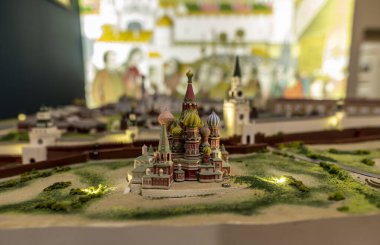 Moskova ve St. Kremlin 'in eski modeli. 18. yüzyılda Basil 'in Katedrali