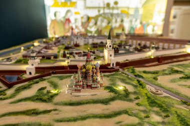 Moskova ve St. Kremlin 'in eski modeli. 18. yüzyılda Basil 'in Katedrali