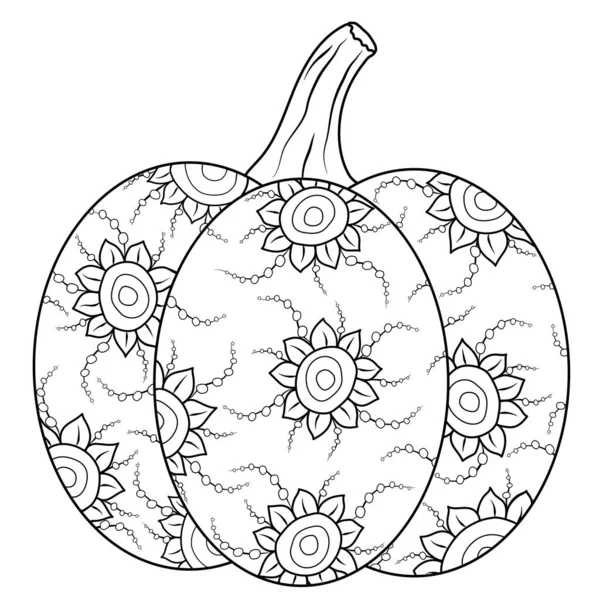 Calabaza vector Doodle con adorno florecido diversión — Archivo Imágenes Vectoriales