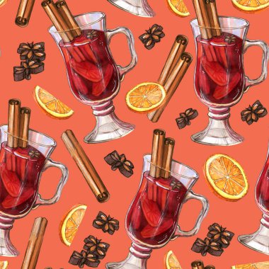 Baharatlı sıcak şarap ve portakalsız desen