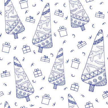 Mavi monokrom noel ağacı kusursuz desen