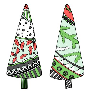 Parlak karalama Noel ağacı vektör nesneleri