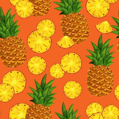 Parçalanmış ve dilimlenmiş ananas deseni.