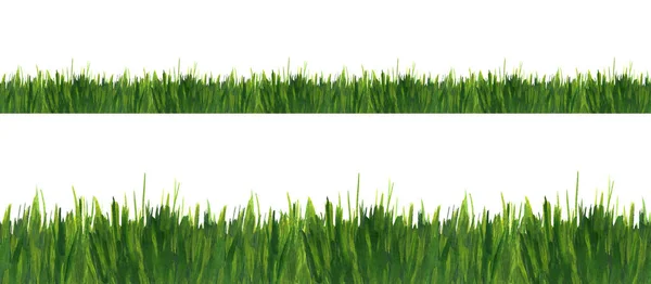 Green grass watercolor seamless border line — Stockfoto