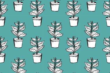 Özetlenmiş bitki kabı vektörü pürüzsüz desen