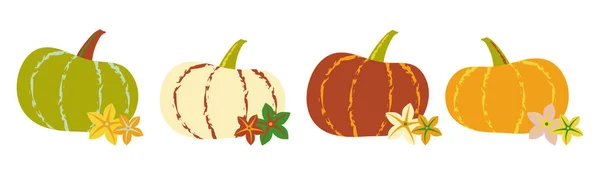 Calabaza plana vector conjunto en la paleta de otoño, eps10 — Vector de stock