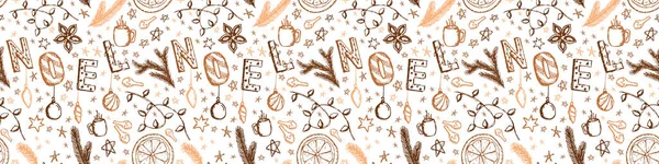 Doodle Natal Vector padrão sem costura —  Vetores de Stock